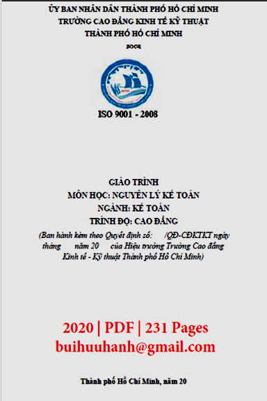 Giáo Trình Nguyên Lý Kế Toán (NXB Kinh Tế Kỹ Thuật 2020) - Nguyễn Thị Hạnh, 231 Trang
