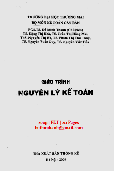 Giáo Trình Nguyên Lý Kế Toán (NXB Thống Kê 2009) - Đỗ Minh Thành, 211 Trang