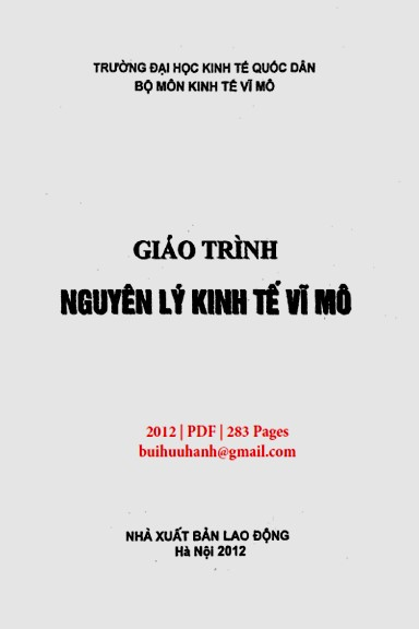 Giáo Trình Nguyên Lý Kinh Tế Vĩ Mô (NXB Lao Động 2012) - Nguyễn Văn Công, 283 Trang