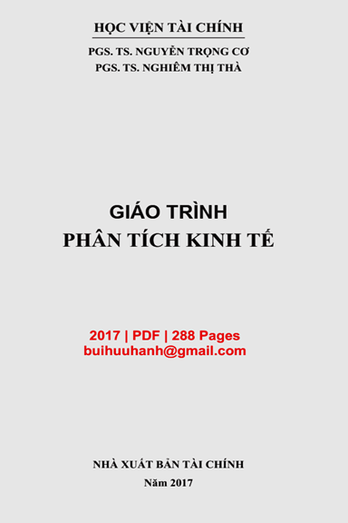 Giáo Trình Phân Tích Kinh Tế (NXB Tài Chính 2017) - Nguyễn Trọng Cơ, 288 Trang