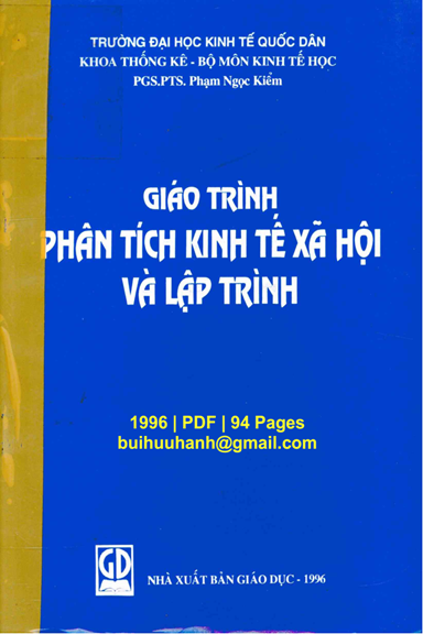 Giáo Trình Phân Tích Kinh Tế Xã Hội Và Lập Trình (NXB Giáo Dục 1996) - Phạm Ngọc Kiểm, 94 Trang
