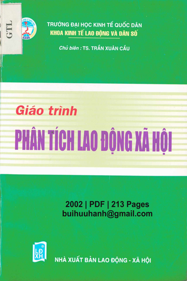 Giáo Trình Phân Tích Lao Động Xã Hội (NXB Lao Động Xã Hội 2002) - Trần Xuân Cầu, 213 Trang