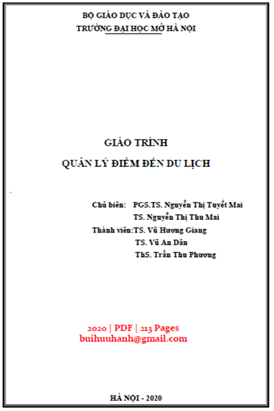 Giáo Trình Quản Lý Điểm Đến Du Lịch (NXB Đại Học Mở 2020) - Nguyễn Thị Tuyết Mai, 213 Trang