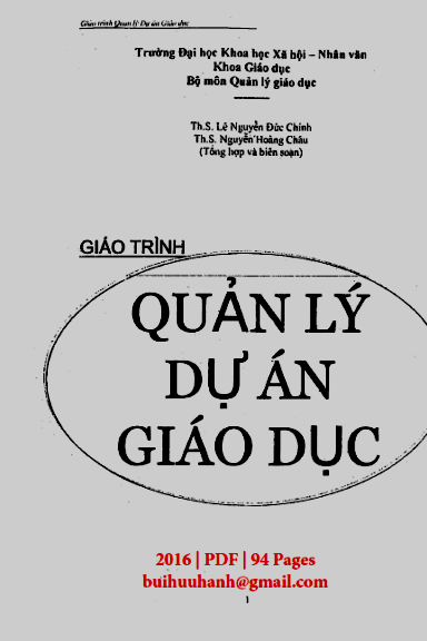 Giáo Trình Quản Lý Dự Án Giáo Dục (NXB Đại Học Quốc Gia 2016) - Nguyễn Đức Chính, 94 Trang