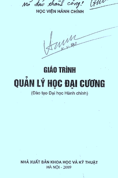 Giáo Trình Quản Lý Học Đại Cương (NXB Khoa Học Kỹ Thuật 2009) - Võ Kim Sơn, 129 Trang
