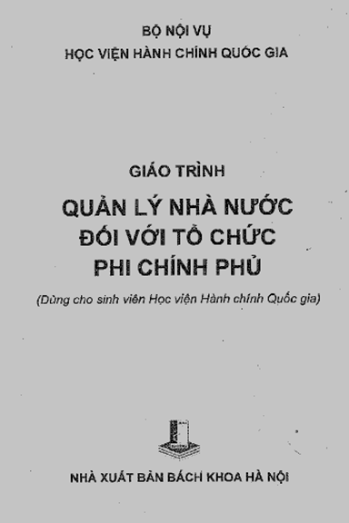 Giáo Trình Quản Lý Nhà Nước Đối Với Tổ Chức Phi Chính Phủ (NXB Bách Khoa 2019) - Đinh Thị Minh Tuyết