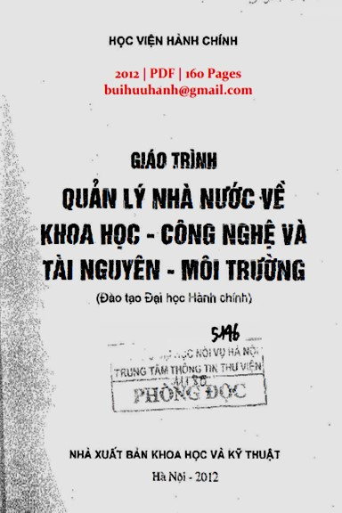 Giáo Trình Quản Lý Nhà Nước Về Khoa Học Công Nghệ Và Tài Nguyên Môi Trường - Trần Thanh Lâm
