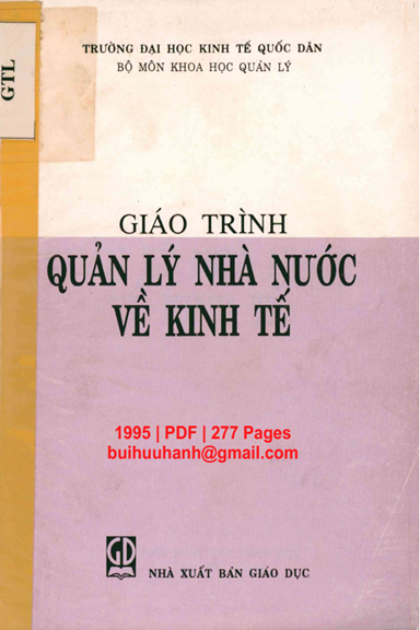 Giáo Trình Quản Lý Nhà Nước Về Kinh Tế (NXB Giáo Dục 1995) - Đỗ Hoàng Toàn, 277 Trang