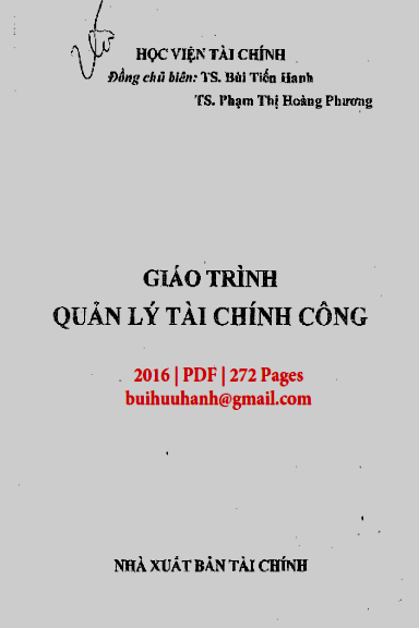 Giáo Trình Quản Lý Tài Chính Công (NXB Tài Chính 2016) - Bùi Tiến Hanh, 136 Trang