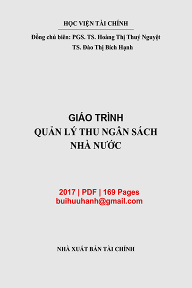 Giáo Trình Quản Lý Thu Ngân Sách Nhà Nước (NXB Tài Chính 2017) - Hoàng Thị Thúy Nguyệt, 169 Trang