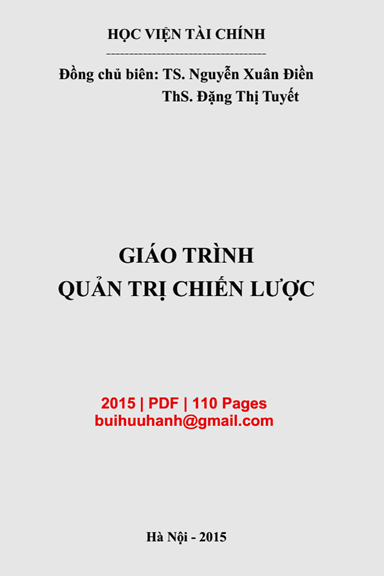 Giáo Trình Quản Trị Chiến Lược (NXB Tài Chính 2015) - Nguyễn Xuân Điền, 110 Trang