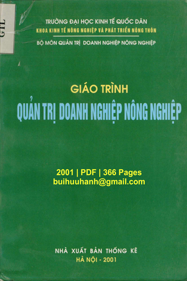 Giáo Trình Quản Trị Doanh Nghiệp Nông Nghiệp (NXB Thống Kê 2001) - Trần Quốc Khánh, 366 Trang