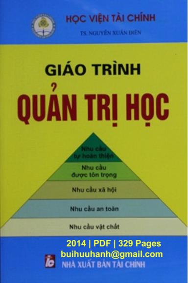 Giáo Trình Quản Trị Học (NXB Tài Chính 2014) - Nguyễn Xuân Điền, 329 Trang