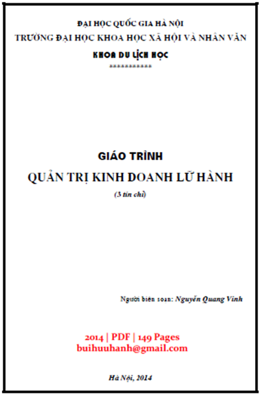 Giáo Trình Quản Trị Kinh Doanh Lữ Hành (NXB Hà Nội 2014) - Nguyễn Quang Vinh, 149 Trang