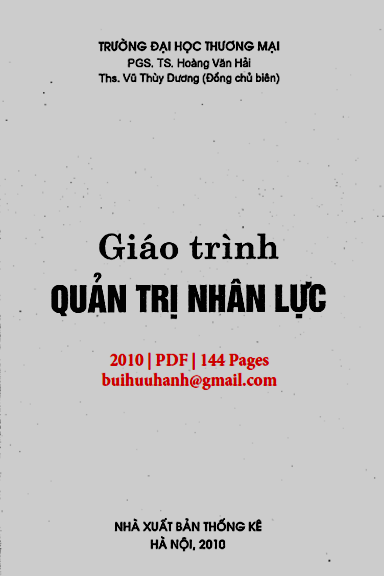 Giáo Trình Quản Trị Nhân Lực (NXB Thống Kê 2010) - Vũ Thùy Dương, 144 Trang