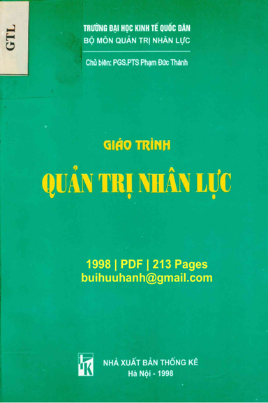 Giáo Trình Quản Trị Nhân Lực (NXB Thống Kê 1998) - Phạm Đức Thành, 213 Trang