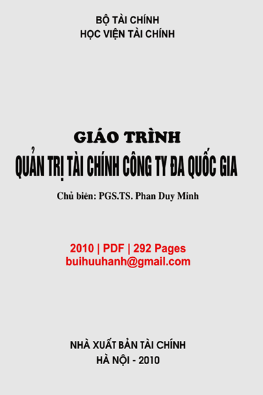 Giáo Trình Quản Trị Tài Chính Công Ty Đa Quốc Gia (NXB Tài Chính 2010) - Phan Duy Minh, 292 Trang