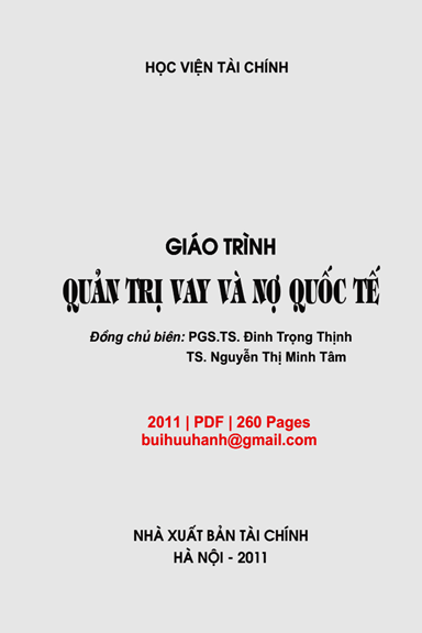 Giáo Trình Quản Trị Vay Và Nợ Quốc Tế (NXB Tài Chính 2011) - Đinh Trọng Thịnh, 260 Trang