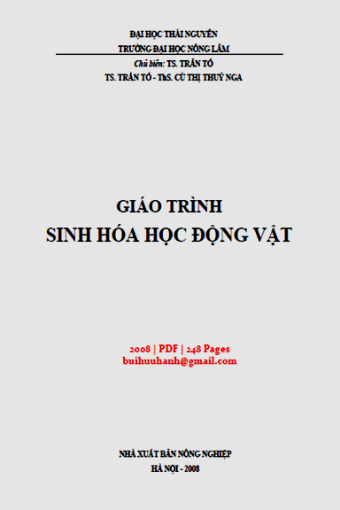 Giáo Trình Sinh Hóa Động Vật (NXB Nông Nghiệp 2008) - Trần Tố, 248 Trang