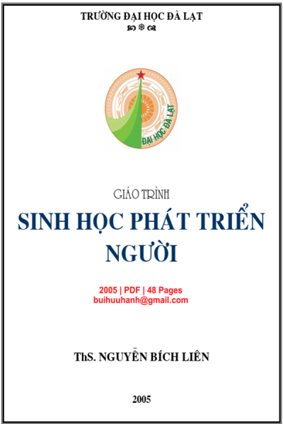 Giáo Trình Sinh Học Phát Triển Người (NXB Đại Học Đà Lạt 2005) - Nguyễn Bích Liên, 48 Trang