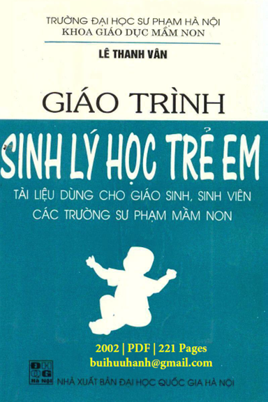 Giáo Trình Sinh Lý Học Trẻ Em (NXB Đại Học Quốc Gia 2002) - Lê Thanh Vân, 221 Trang