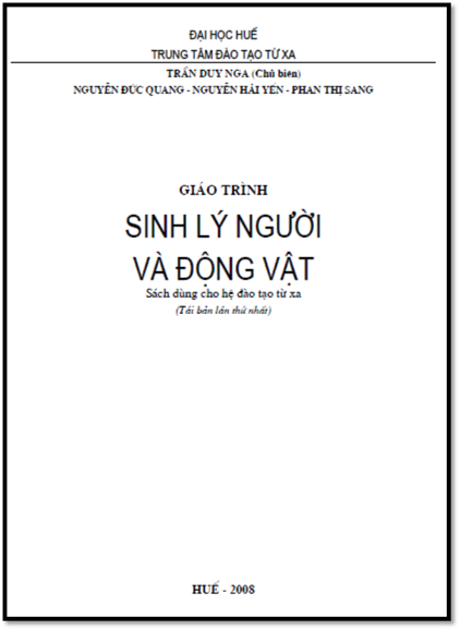 Giáo Trình Sinh Lý Người Và Động Vật (NXB Đại Học Huế 2008) - Trần Duy Nga, 138 Trang