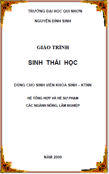 Giáo Trình Sinh Thái Học (NXB Quy Nhơn 2009) - Nguyễn Đình Sinh, 165 Trang