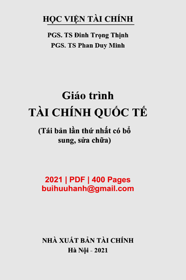 Giáo Trình Tài Chính Quốc Tế (NXB Tài Chính 2021) - Đinh Trọng Thịnh, 400 Trang
