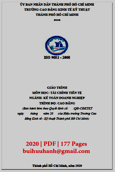 Giáo Trình Tài Chính Tiền Tệ (NXB Kinh Tế Kỹ Thuật 2020) - Bùi Thị Phương Linh, 177 Trang