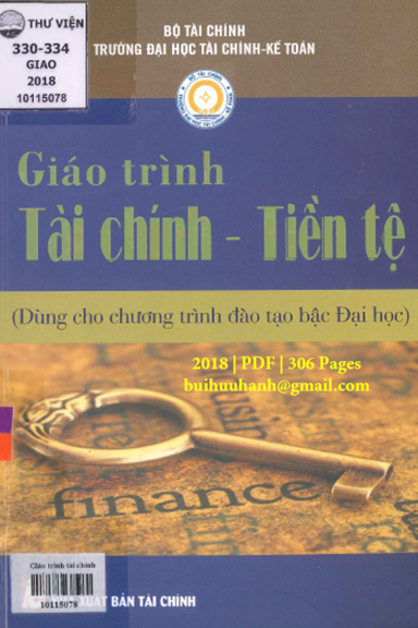Giáo Trình Tài Chính-Tiền Tệ (NXB Tài Chính 2018) - Lê Văn Khâm, 306 Trang