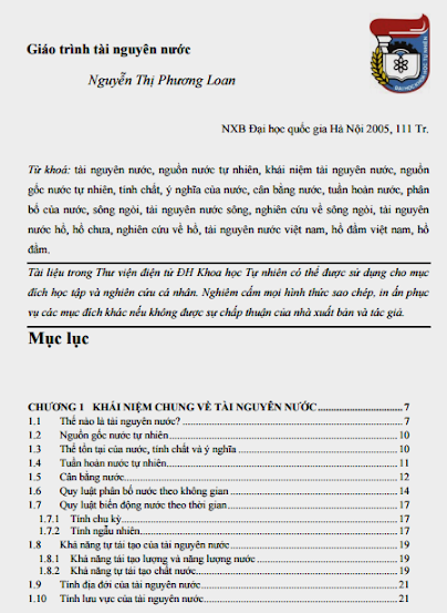 Giáo Trình Tài Nguyên Nước (NXB Đại Học Quốc Gia 2005) - Nguyễn Thị Phương Loan, 105 Trang