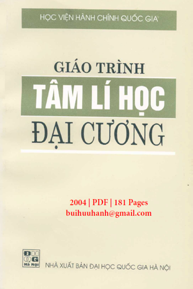 Giáo Trình Tâm Lí Học Đại Cương (NXB Đại Học Quốc Gia 2004) - Lê Khanh, 181 Trang