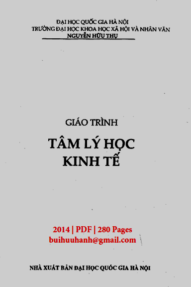 Giáo Trình Tâm Lý Học Kinh Tế (NXB Đại Học Quốc Gia 2014) - Nguyễn Hữu Thụ, 280 Trang