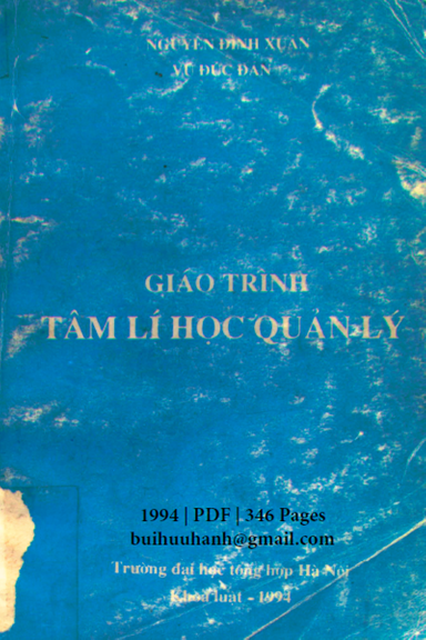 Giáo Trình Tâm Lý Học Quản Lý (NXB Đại Học Tổng Hợp 1994) - Nguyễn Đình Xuân, 346 Trang