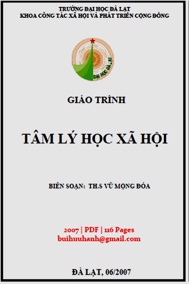 Giáo Trình Tâm Lý Học Xã Hội (NXB Đà Lạt 2007) - Vũ Mộng Đóa, 116 Trang