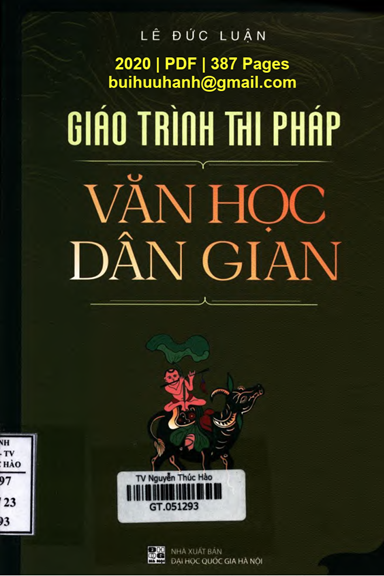Giáo Trình Thi Pháp Văn Học Dân Gian (NXB Đại Học Quốc Gia 2020) - Lê Đức Luận, 387 Trang