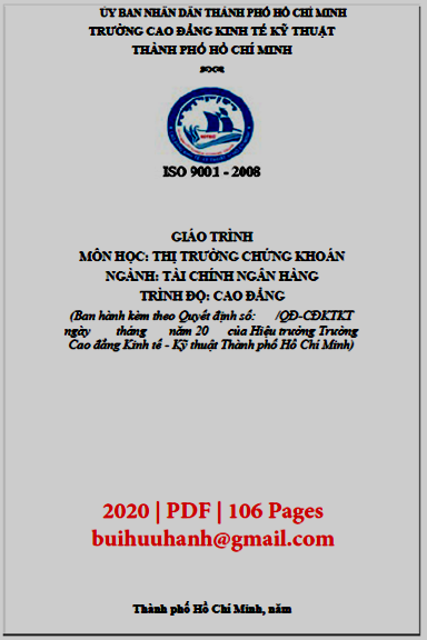 Giáo Trình Thị Trường Chứng Khoán (NXB Kinh Tế Kỹ Thuật 2020) - Dương Thị Kim Nhung, 106 Trang