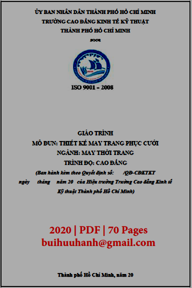 Giáo Trình Thiết Kế May Trang Phục Cưới (NXB Kinh Tế Kỹ Thuật 2020) - Nguyễn Thị Kim Hải, 70 Trang