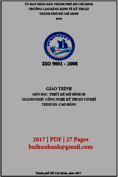 Giáo Trình Thiết Kế Mô Hình 3D (NXB Kinh Tế Kỹ Thuật 2017) - Lê Thành Nhân, 27 Trang