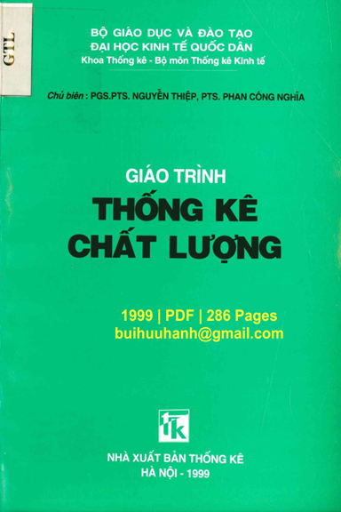 Giáo Trình Thống Kê Chất Lượng (NXB Thống Kê 1999) - Nguyễn Thiệp, 286 Trang