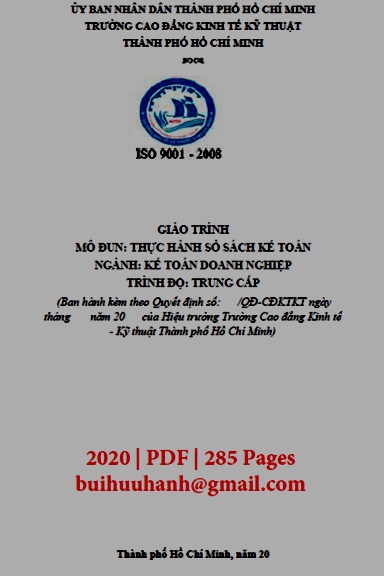 Giáo Trình Thực Hành Sổ Sách Kế Toán (NXB Kinh Tế Kỹ Thuật 2020) - Nguyễn Thị Hạnh, 285 Trang