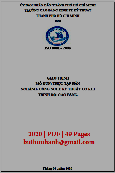 Giáo Trình Thực Tập Hàn (NXB Kinh Tế Kỹ Thuật 2020) - Lê Thanh Vinh, 49 Trang