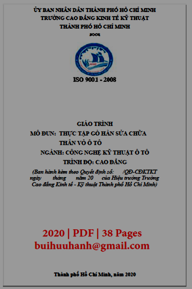 Giáo Trình Thực Tập Hàn Sửa Chữa Thân Vỏ Ô tô (NXB Kinh Tế Kỹ Thuật 2020) - Nguyễn Tấn Lực, 38 Trang