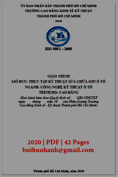 Giáo Trình Thực Tập Kỹ Thuật Sửa Chữa Sơn Ôtô (NXB Kinh Tế Kỹ Thuật 2020) - Trần Hồng Tính, 42 Trang