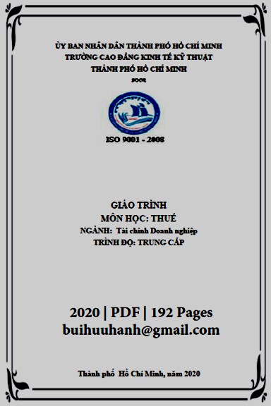 Giáo Trình Thuế (NXB Kinh Tế Kỹ Thuật 2020) - Trương Thị Như Ý, 192 Trang