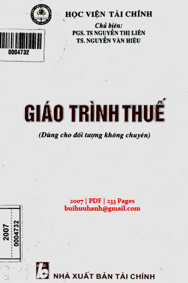 Giáo Trình Thuế (NXB Tài Chính 2007) - Nguyễn Thị Liên, 233 Trang