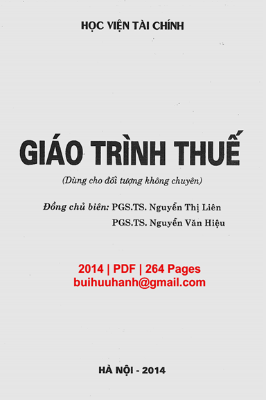 Giáo Trình Thuế (NXB Tài Chính 2014) - Nguyễn Thị Liên, 264 Trang
