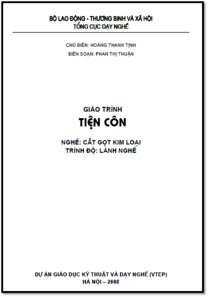 Giáo Trình Tiện Côn (NXB Hà Nội 2008) - Hoàng Thanh Tịnh, 68 Trang