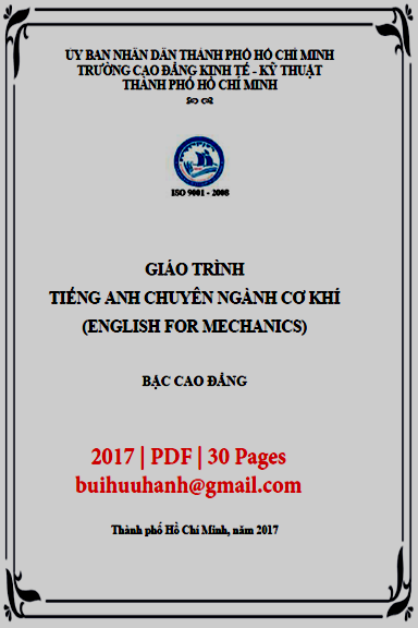 Giáo Trình Tiếng Anh Chuyên Ngành Cơ Khí (NXB Kinh Tế Kỹ Thuật 2017) - Phạm Thị Ngọc Duyên, 30 Trang