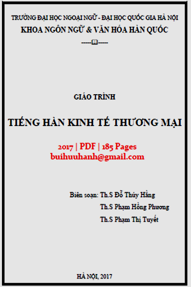 Giáo Trình Tiếng Hàn Kinh Tế Thương Mại (NXB Hà Nội 2017) - Đỗ Thúy Hằng, 185 Trang